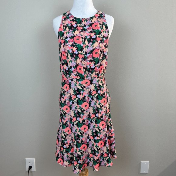 J Crew Mercantile Dress 2 Draped Waist Floral Multicolor A-Line Sleeveless - Picture 12 of 12